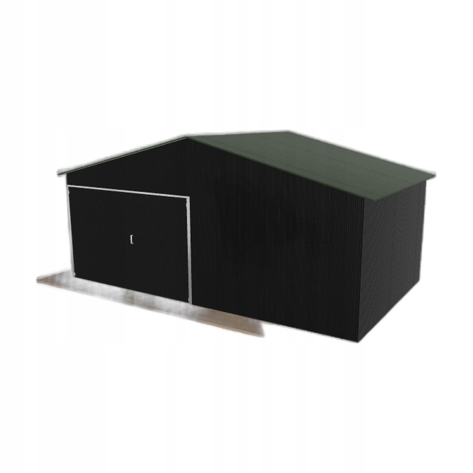 Plechová garáž 6x3.5 m, jednopolohová, dvouspádová, černá