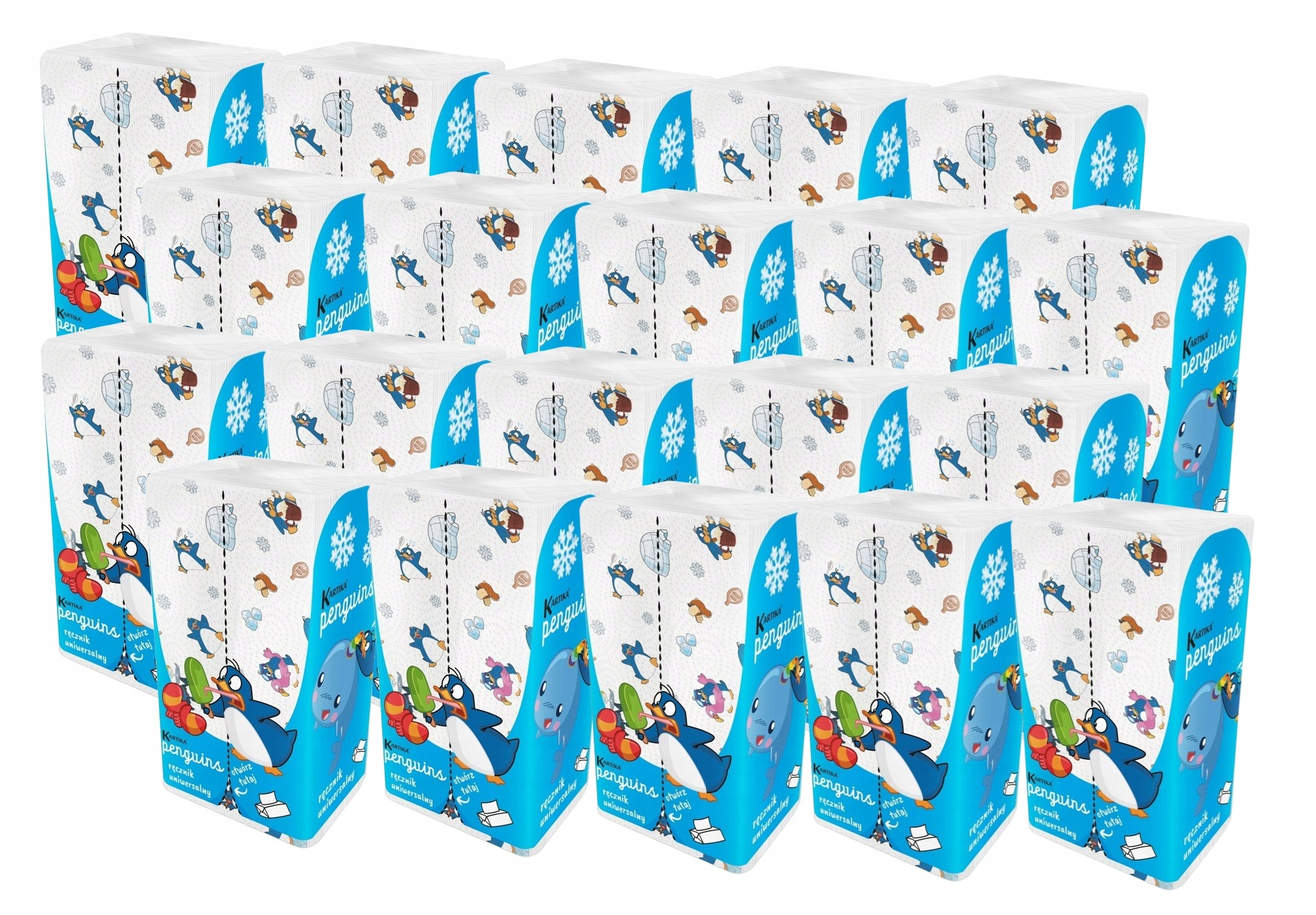 Ręcznik papierowy Zz Kartika 150 listków pingwin karton 20 sztuk