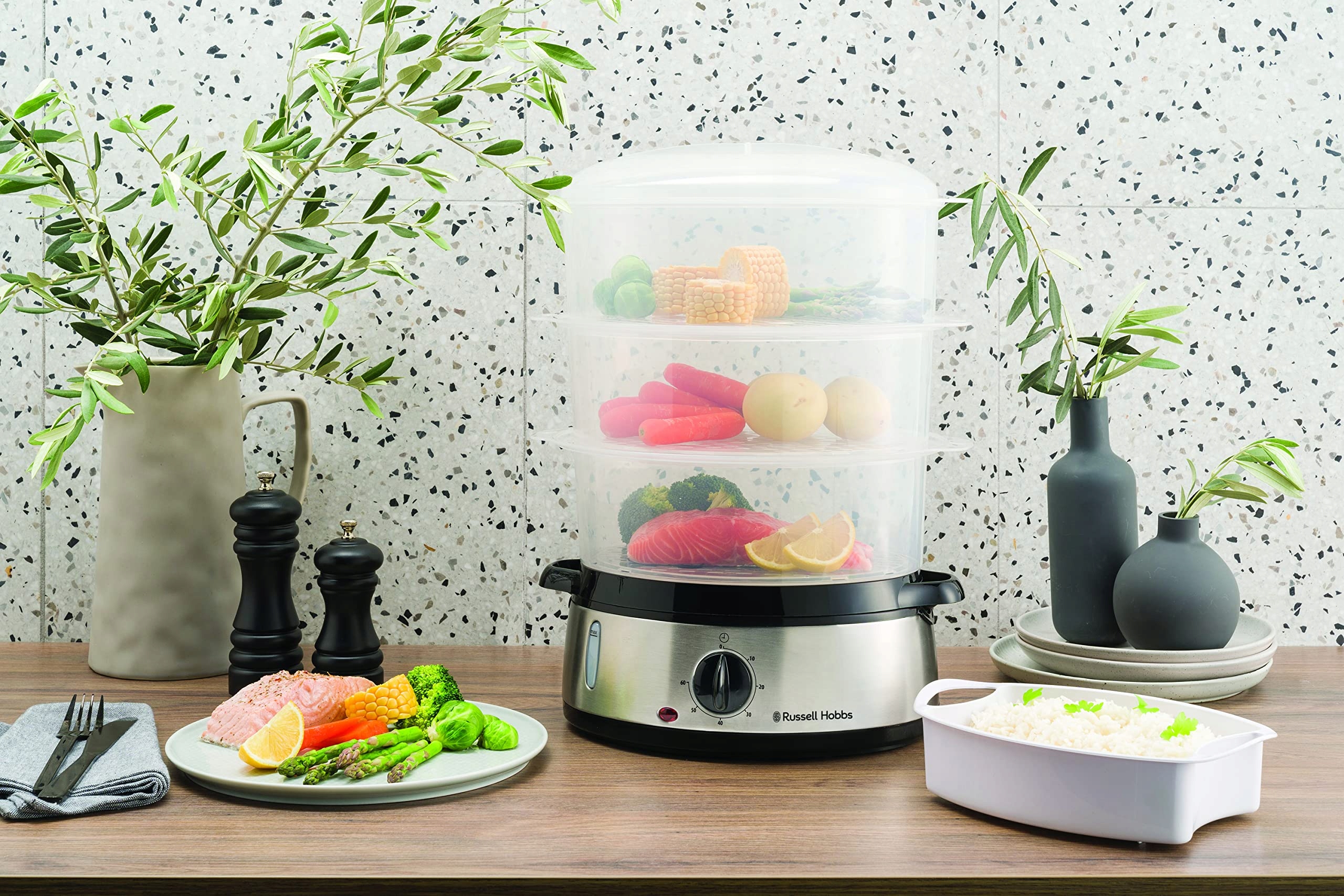 RUSSELL HOBBS Parowar 9L Timer 60 Min Automatyczne Wyłączanie BPA Free — miniatura 7