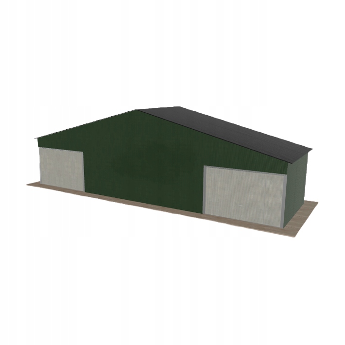 Plechová garáž 12 x 3.5 m, dvoupolohová, dvoupolohová, zelená