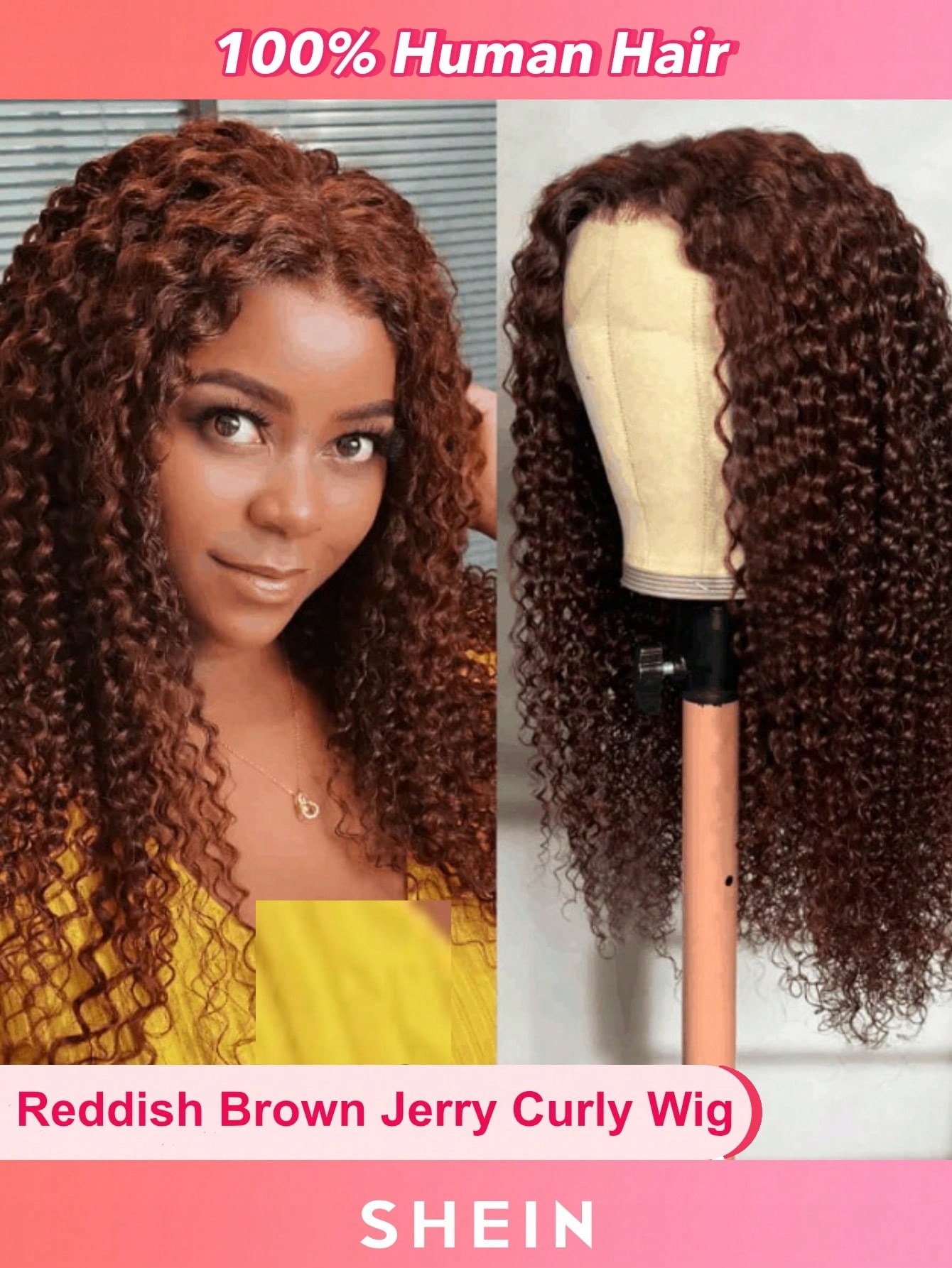 Shein Brązowa peruka kręcone włosy