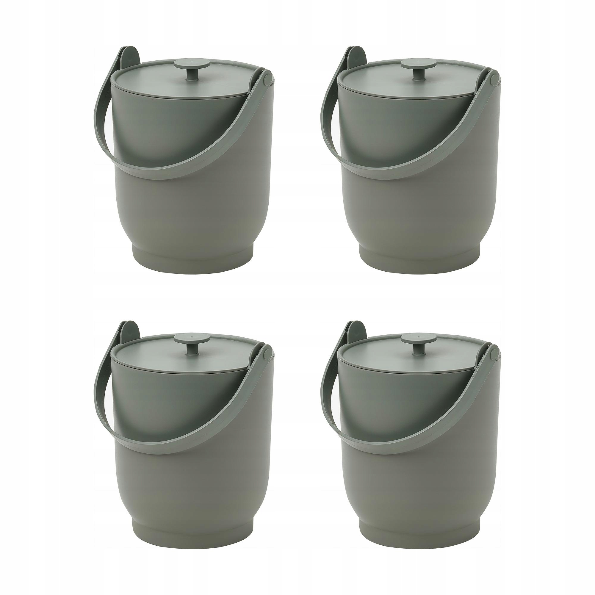 4 ks Koš na bio odpad Farmarkvast šedozelený 4 l s víkem