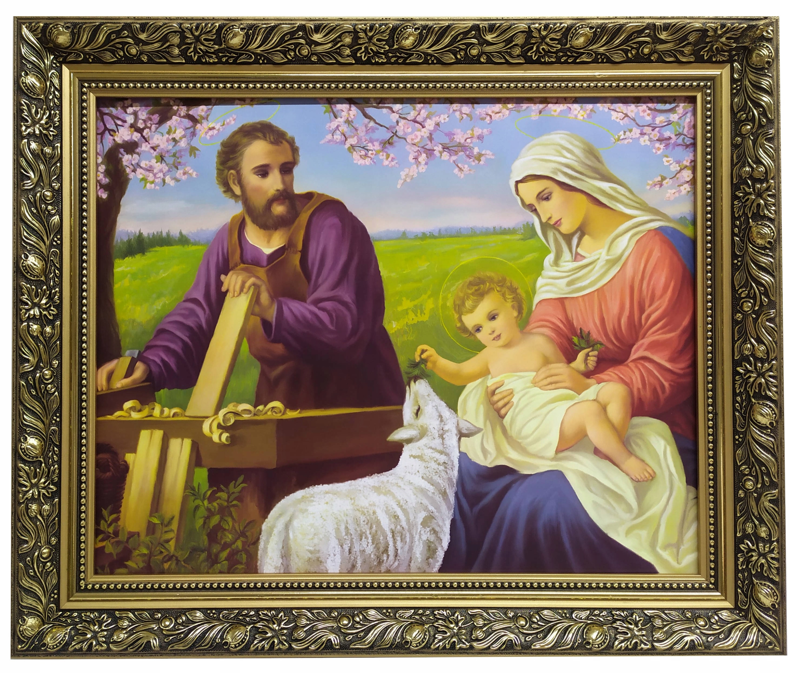 Obraz 50X60 Święta Rodzina Złota Rama Święty Jezus