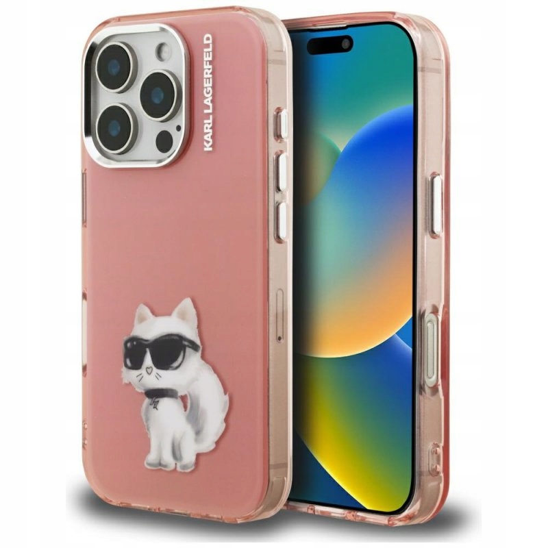 Pouzdro Karl Lagerfeld IML Aquarelle Choupette & Logo pro iPhone 16 Pro