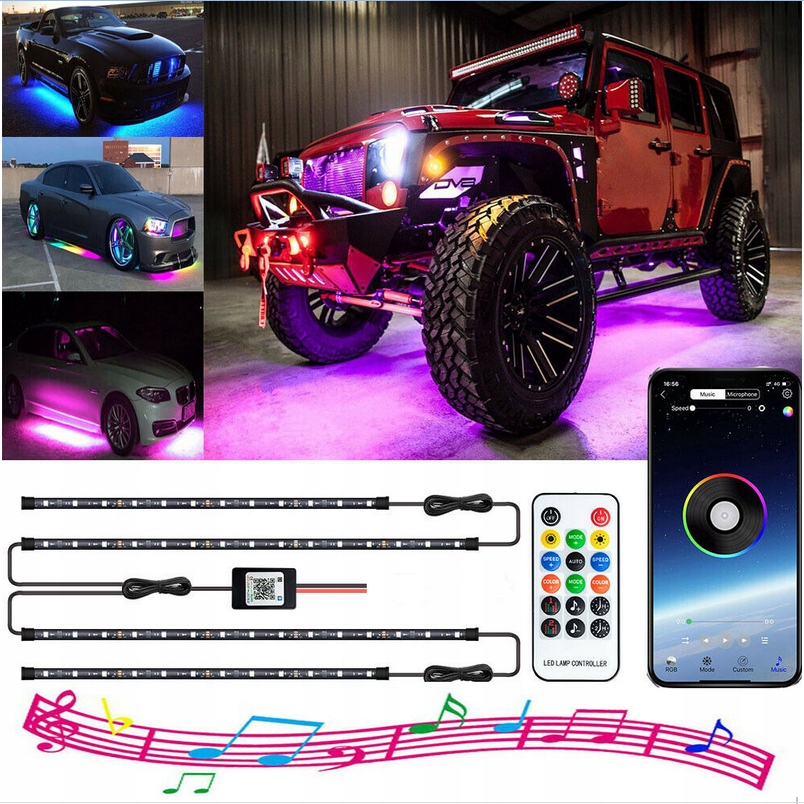 Led Světlo Pod Auto Rgb Neon Páska Ovládání Aplikací