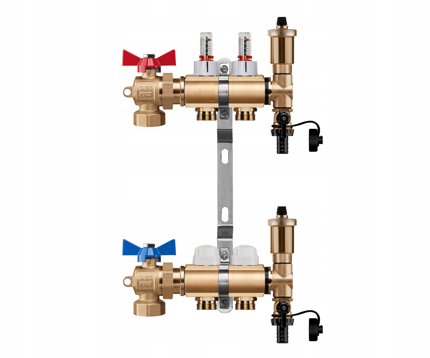 Rozdělovač Podlahového Vytápění 2 Okruhy Úhlový Kulový Ventil Pex