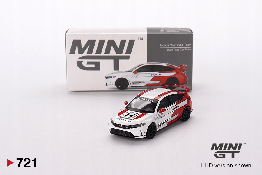 Mini Gt Honda CIVIC Type R #2 Pace Car 2023 bílá/červená 1:64