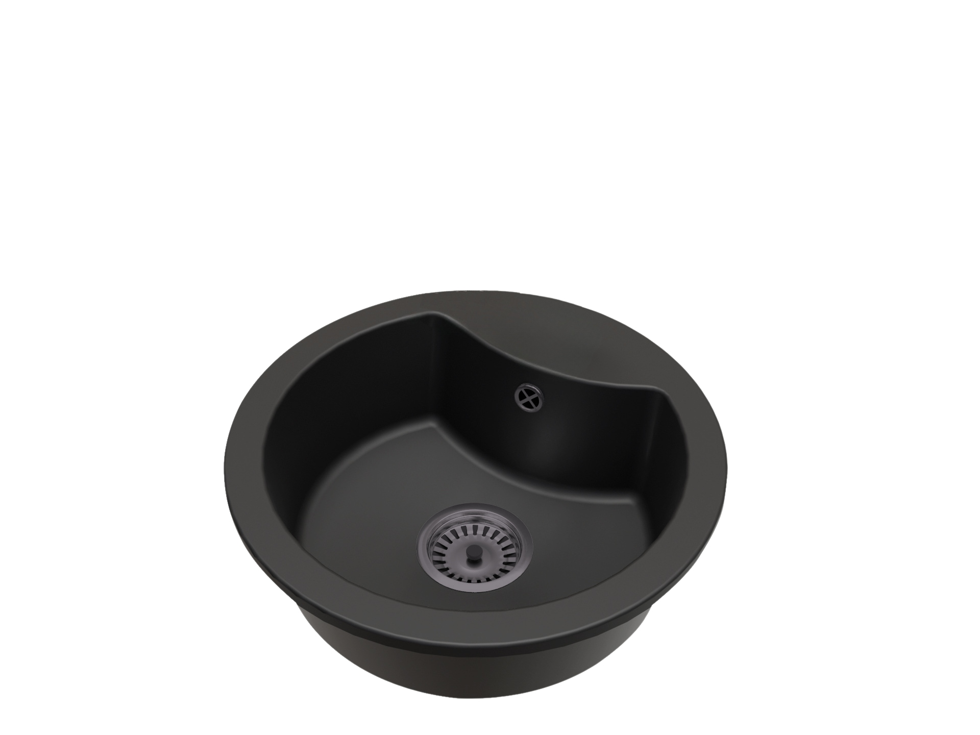 Kuchyňský granitový dřez Kulatý Mila černý sifon