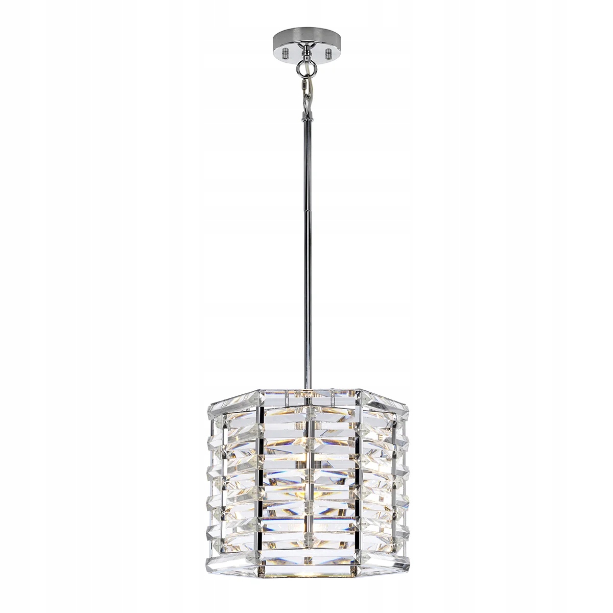 Závesná krištáľová glamour lampa z lešteného niklu do spálne Elstead