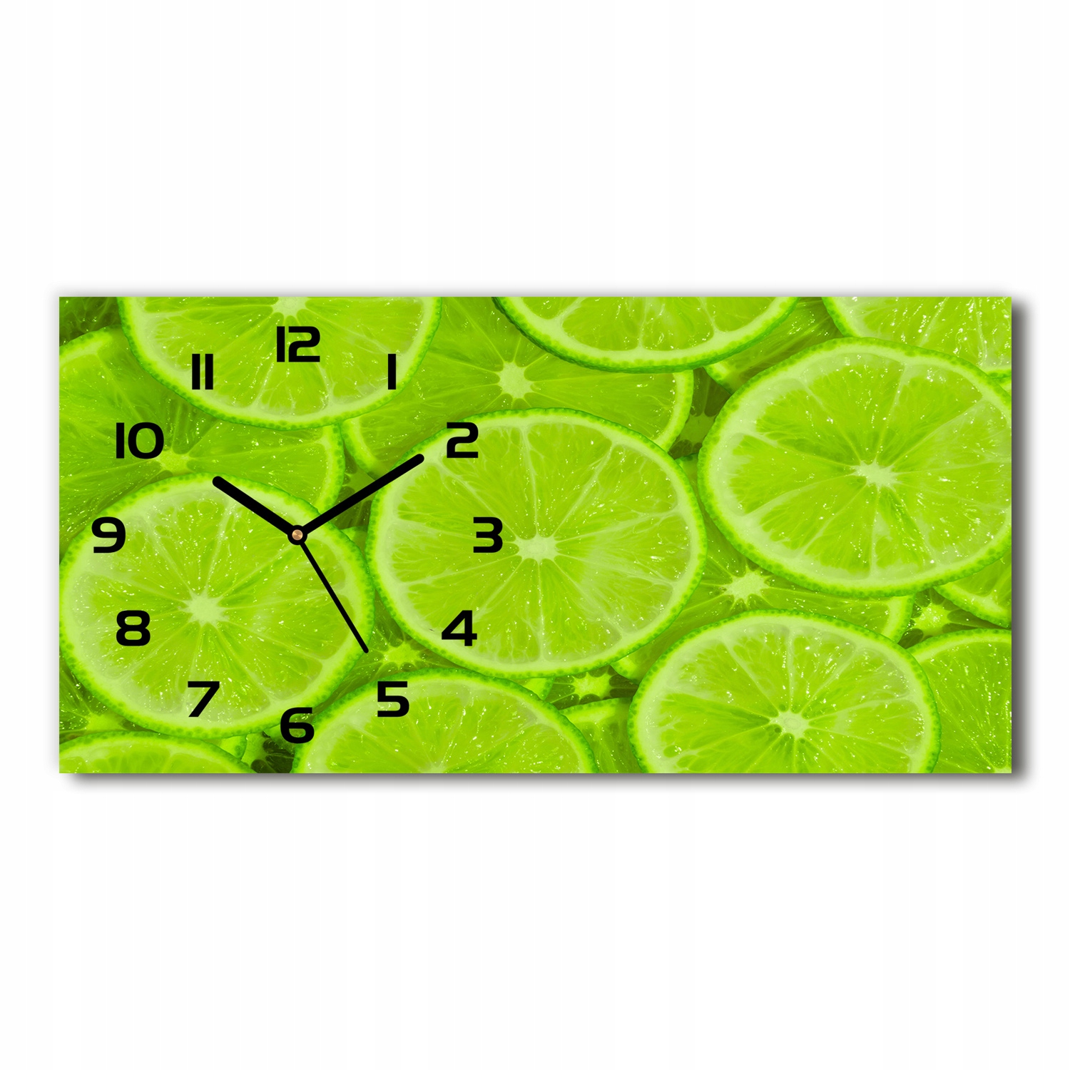 

Szklany zegar ścienny do salonu Limonki 60x30 cm