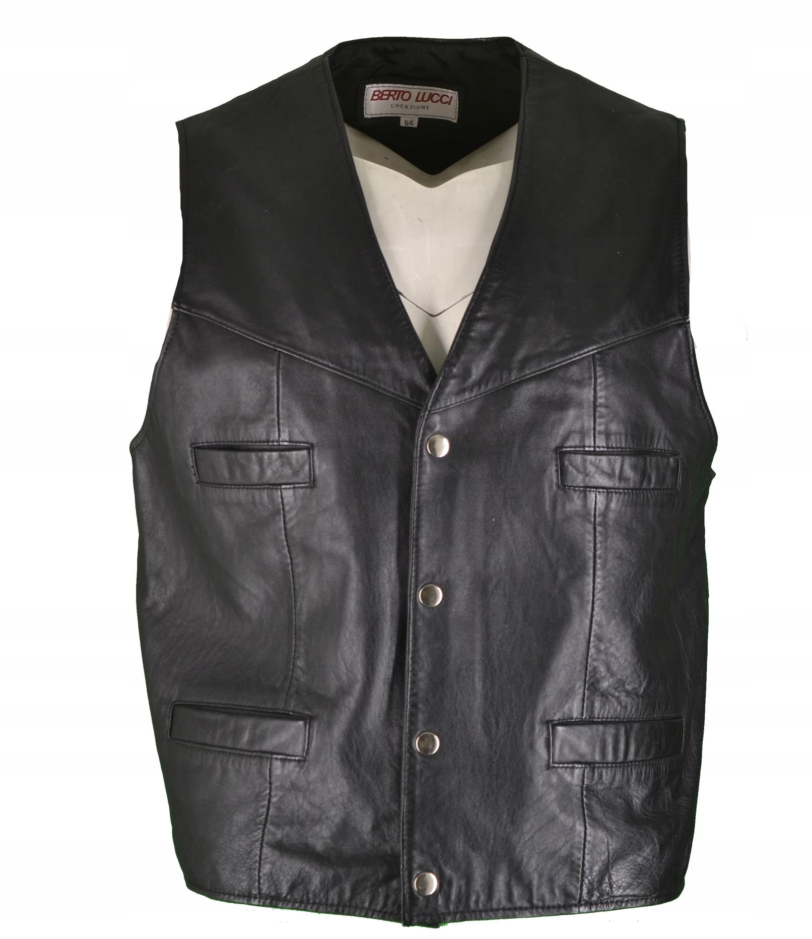 BERTO LUCCI MĘSKA KAMIZELKA MOTOCYKLOWA SKÓRZANA SKÓRA CHOPPER 54 L