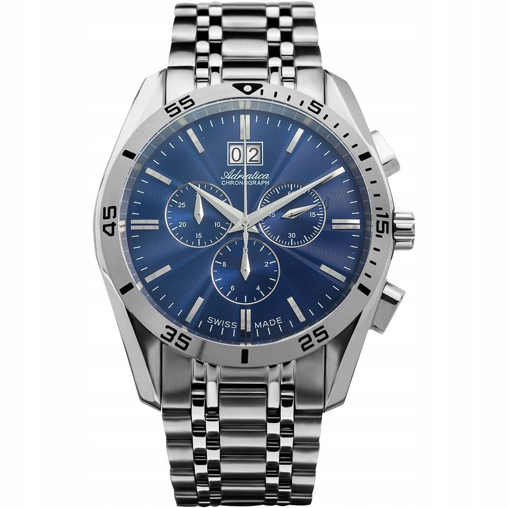 Stříbrné pánské hodinky Adriatica s chronografem A8202.5115CH
