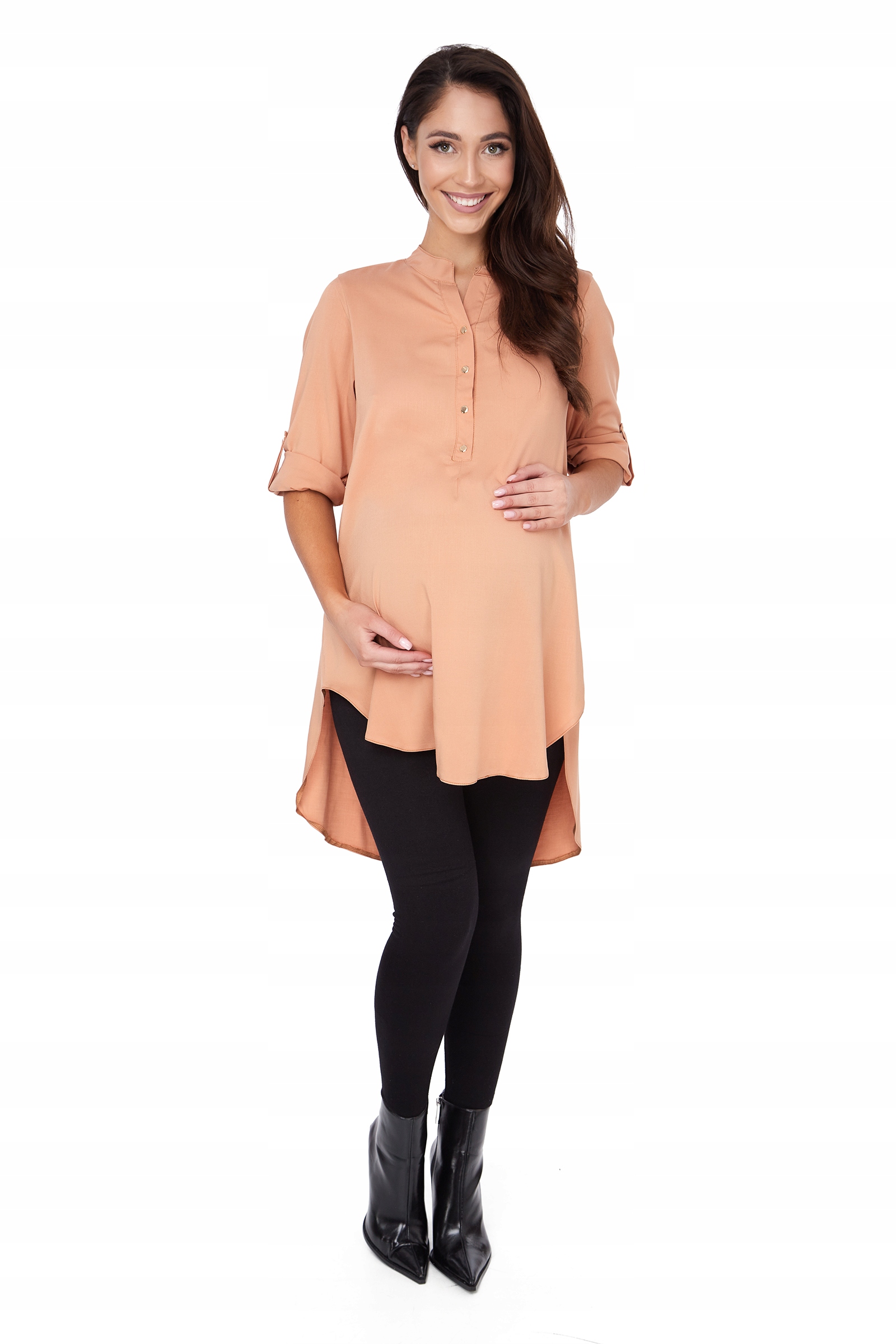 CIĄŻOWA DŁUGA ASYMETRYCZNA TUNIKA camel ** R - 36 Kod producenta TCZ- 10