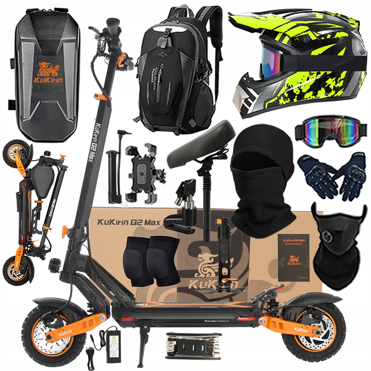 Kukirin G2 Max Składany Pojazd Elektryczny 1200W 48V 20Ah 55KM/H PL+Prezent