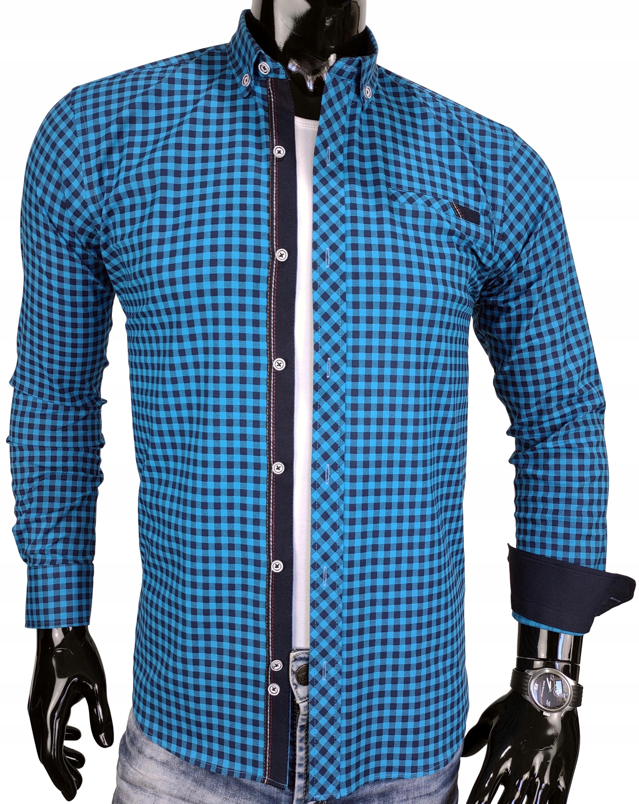 

Koszula męska w modną kratkę slim fit EN244 r. XL