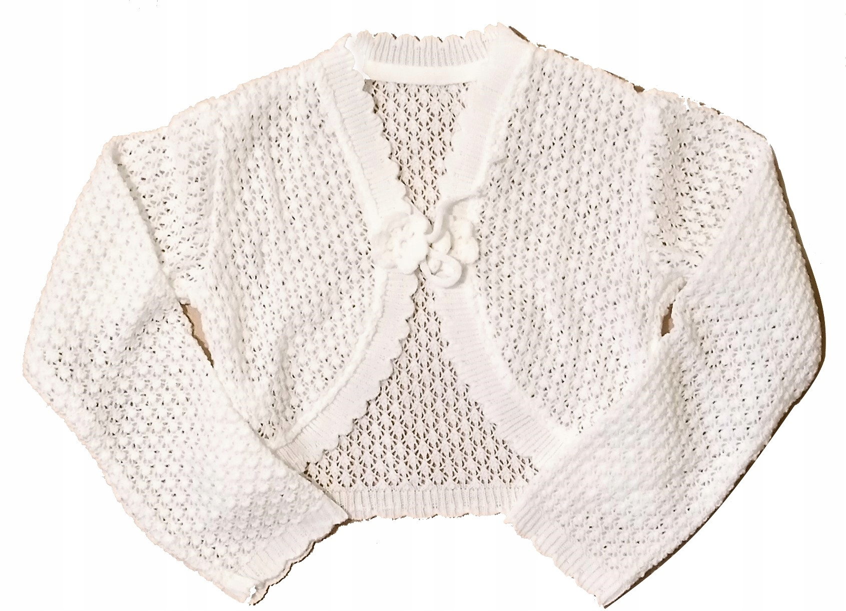 80 Bolerko ażórowe do chrztu białe Jomar