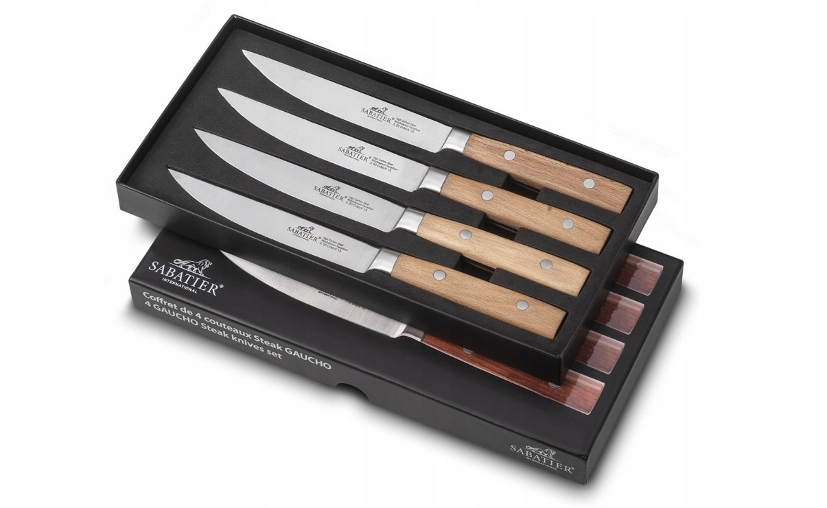 Sada nožov na steaky Sabatier Gaucho 4 kusy, 11,5 cm, drevo/nerez
