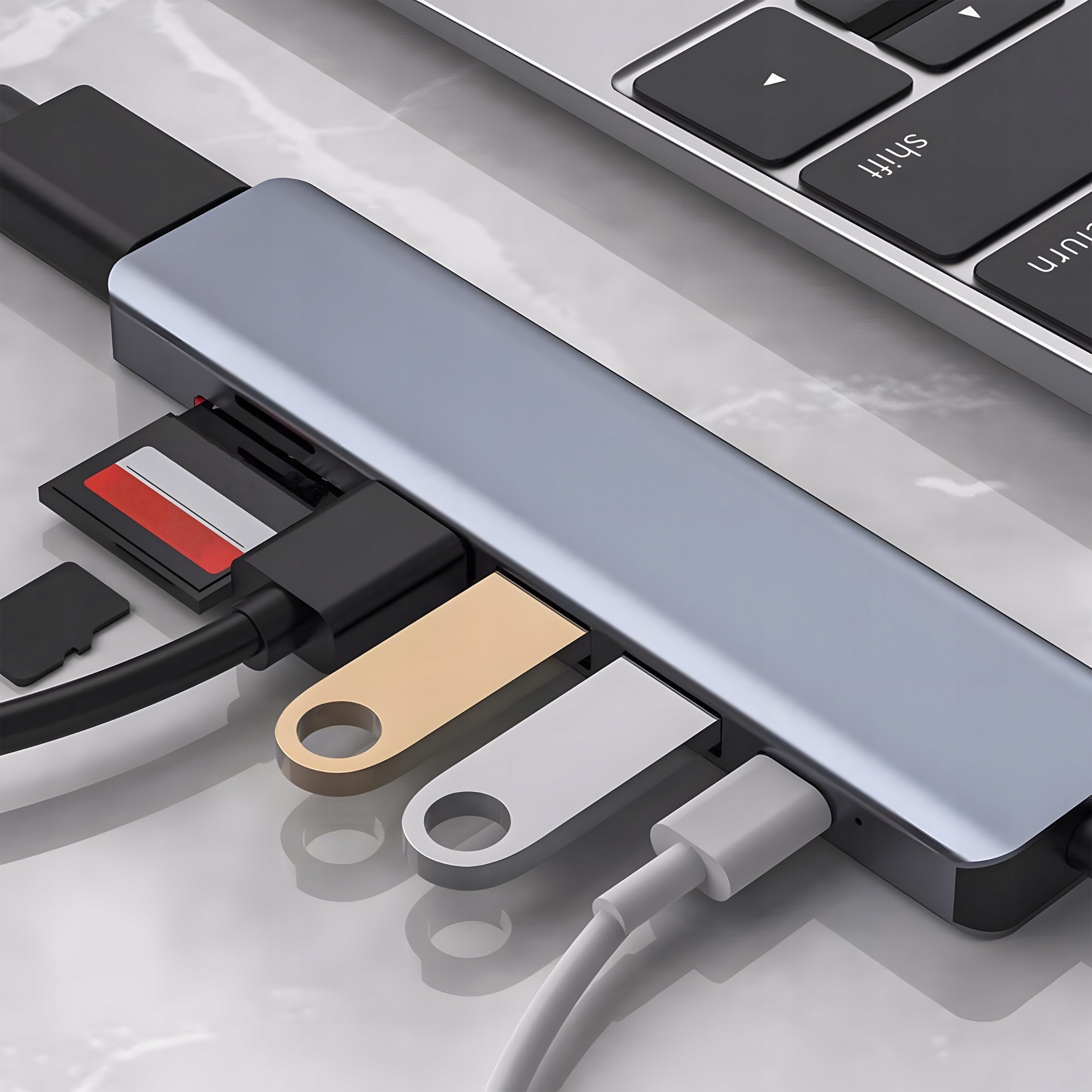 HUB ADAPTER ROZDZIELACZ USB-C 7W1 HDMI USB C 3.0 KART SD MICRO 100W 4K Liczba portów 7