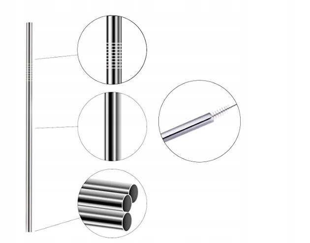 SŁOMKI RURKI METALOWE STALOWE WIELORAZOWE EKO 8szt Marka bez marki