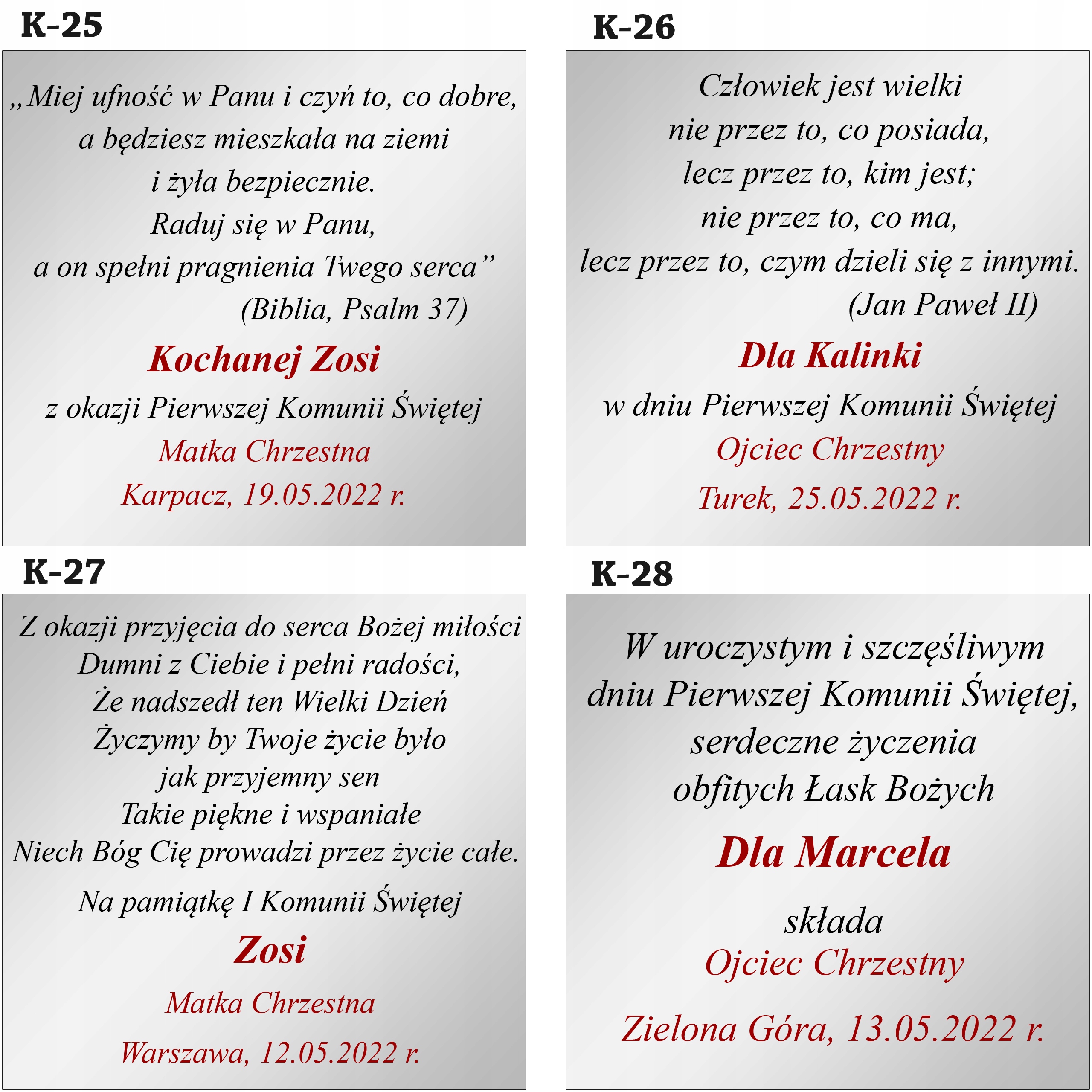 PAMIĄTKA PIERWSZEJ KOMUNII ŚWIĘTEJ OBRAZEK PREZENT NA KOMUNIĘ Z GRAWEREM Kolor srebrny