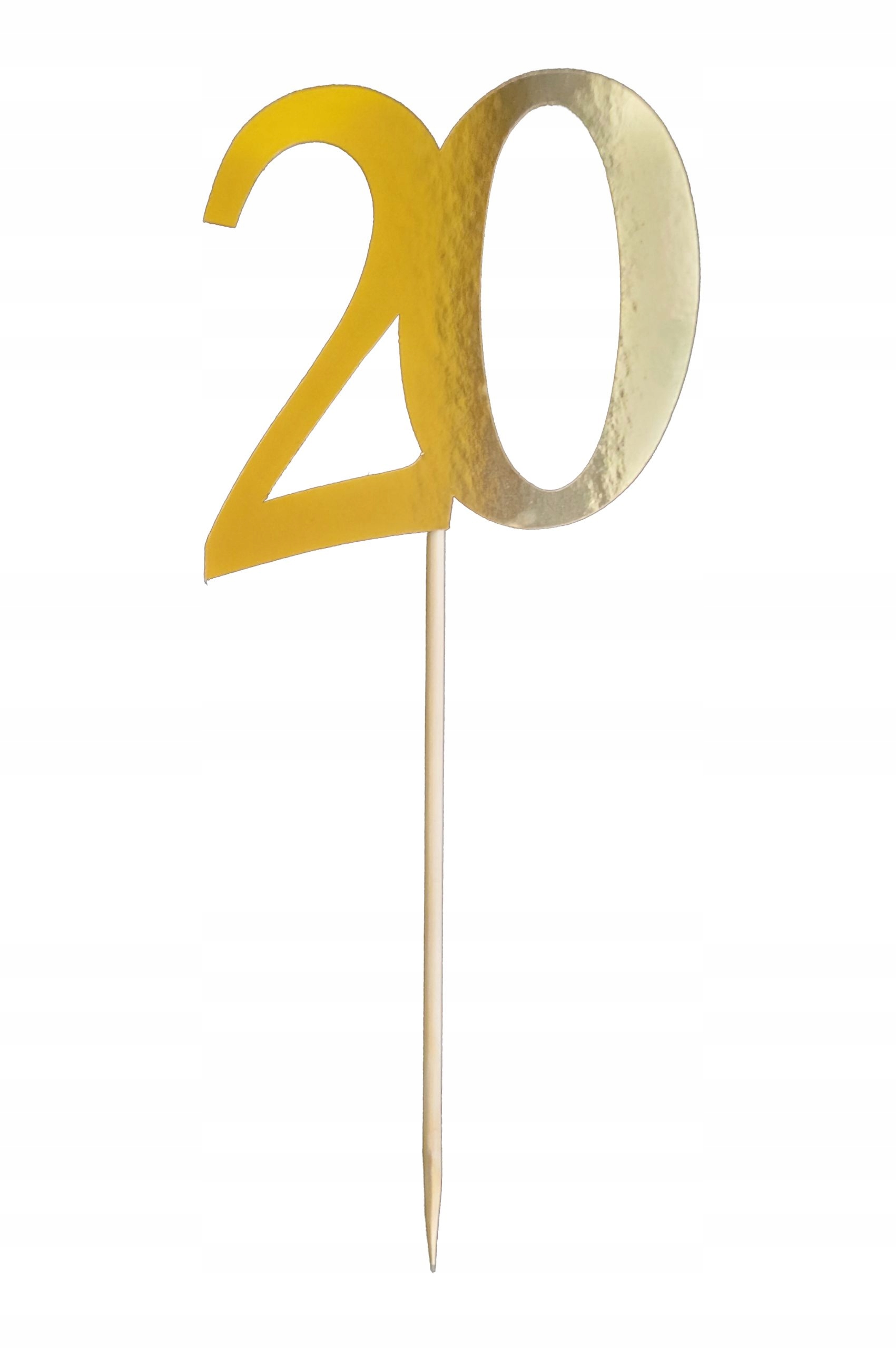 Złoty topper na tort 20, złote lustro, 20 urodziny Stan opakowania oryginalne