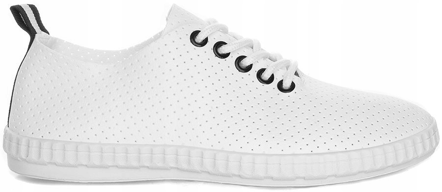 

4912 Białe Skórzane Ażurowe Trampki Tenisówki 39