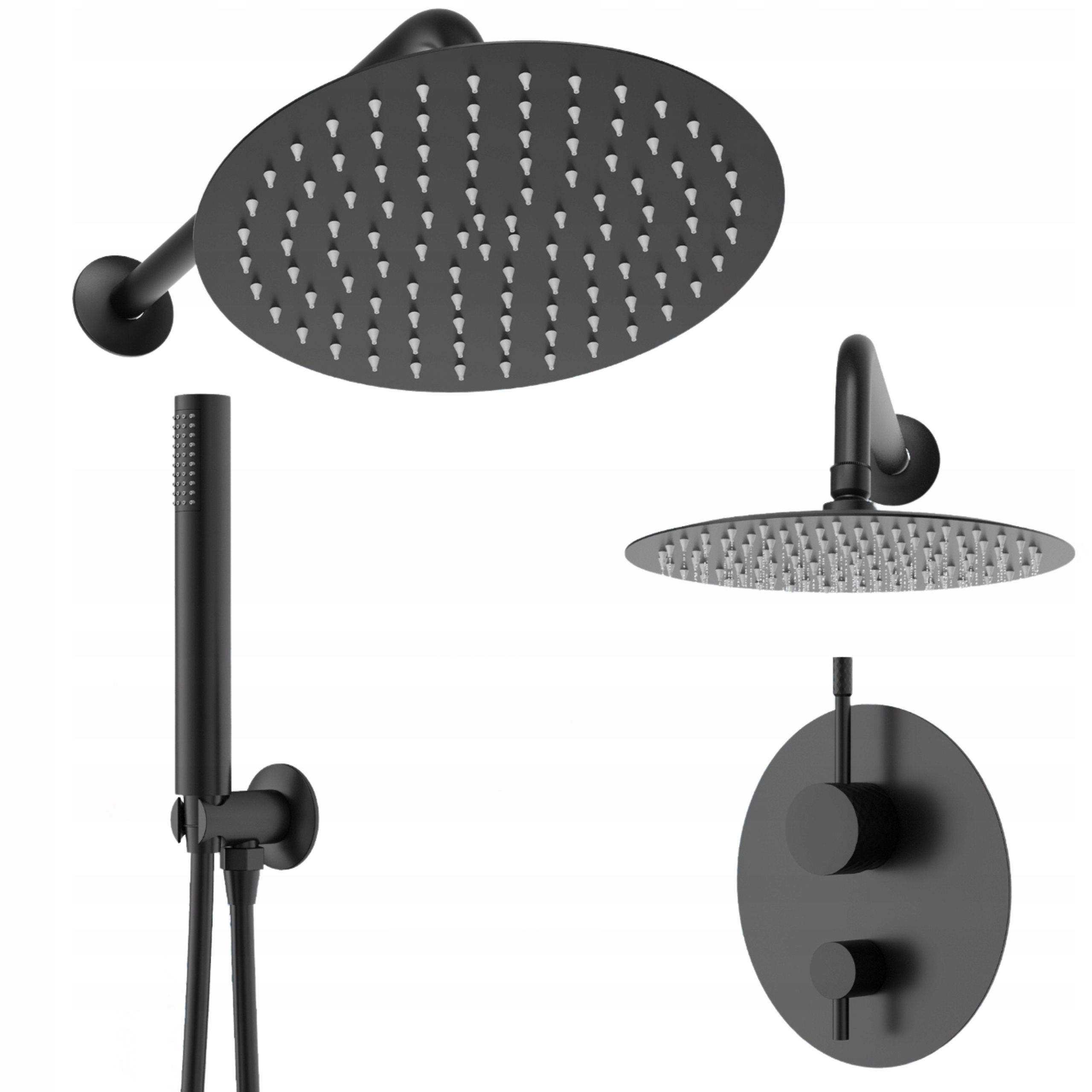 Súprava Glami čierna podomietková sprchová batéria s dažďovou sprchou