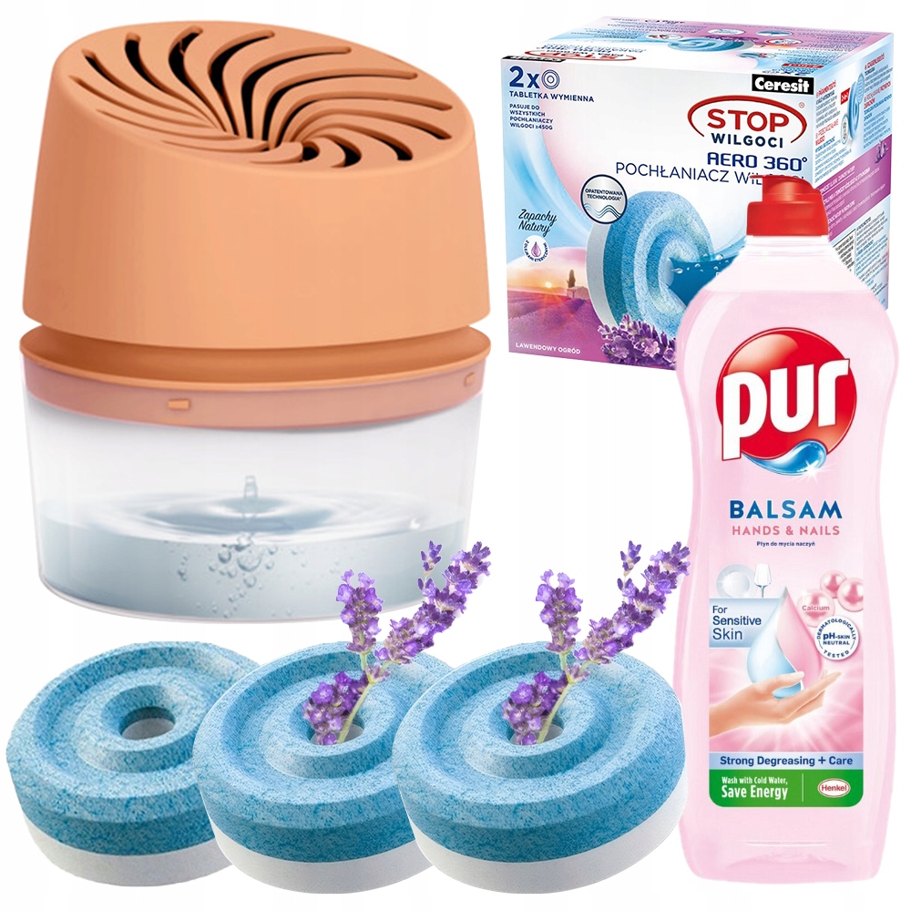 POCHŁANIACZ WILGOCI do WC CERESIT AERO 360 PEACH 3 WKŁADY + PŁYN GRATIS