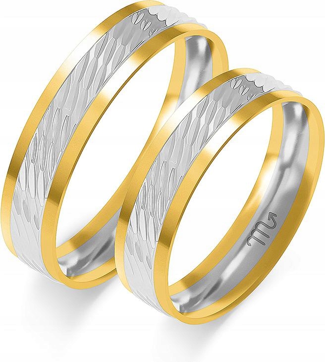 Zlatý bílý prsten s gravírováním 14K 585, rok 8 9 10, exkluzivní kolekce