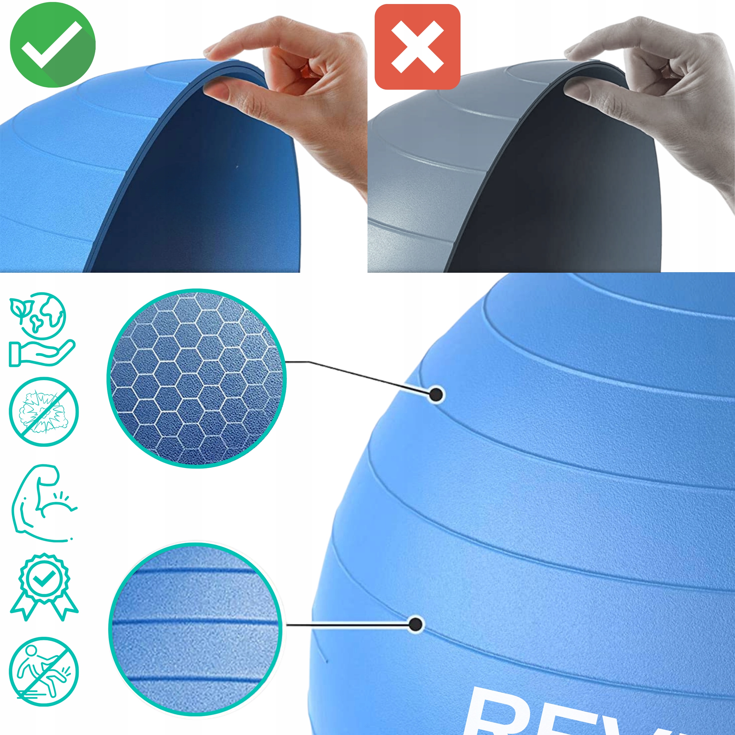 WYSOKIEJ JAKOŚCI PIŁKA REHABILITACYJNA DO ĆWICZEŃ SIEDZENIA GIMNASTYCZNA 65 Średnica 65 cm