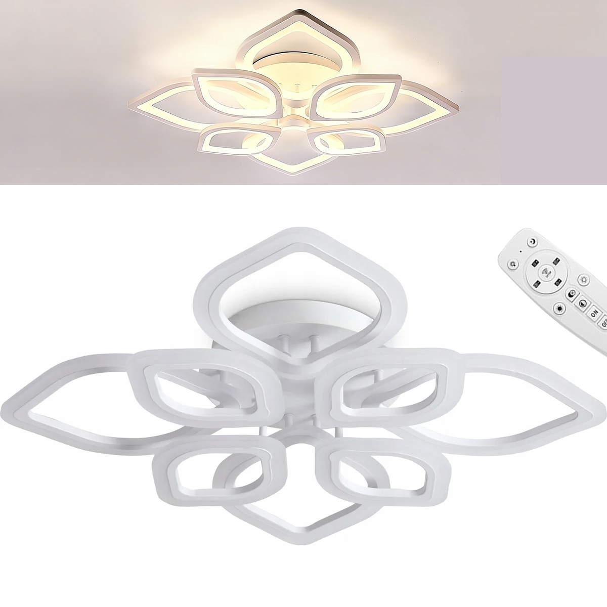 LAMPA SUFITOWA LED 80W, LAMPA PROJEKTOWA KWIATOWA 72,5CM Z PILOTEM