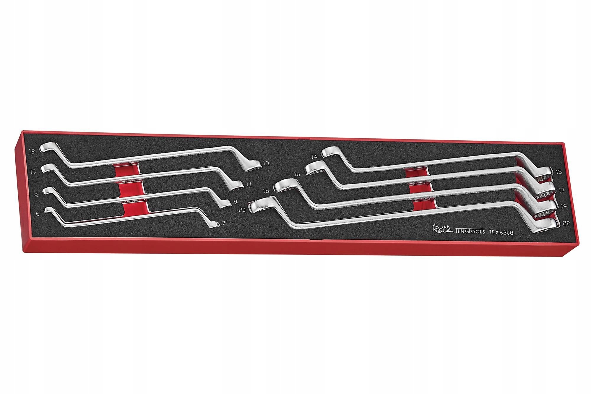 Očkové kľúče s rôznymi rozmermi na oboch stranách Teng Tools TEX6308