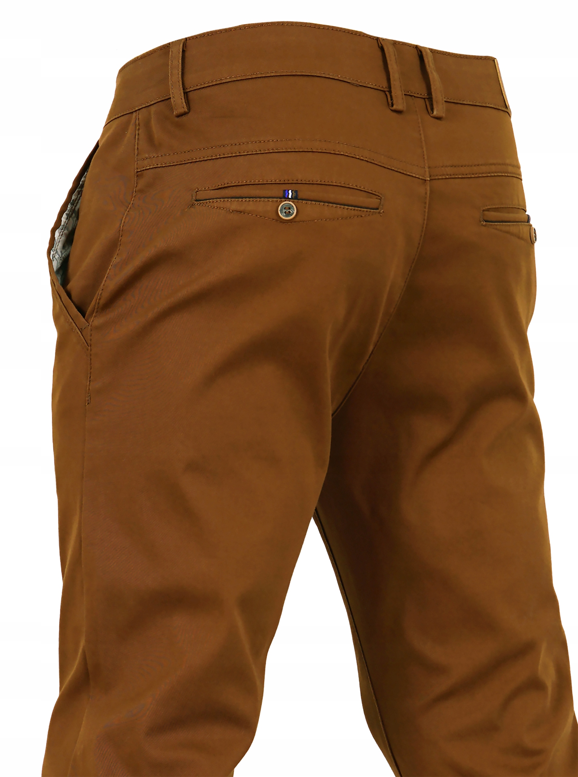 Spodnie Męskie Bawełniane Chinosy Rude Miodowe W39 L32 Pas 94-96 CM