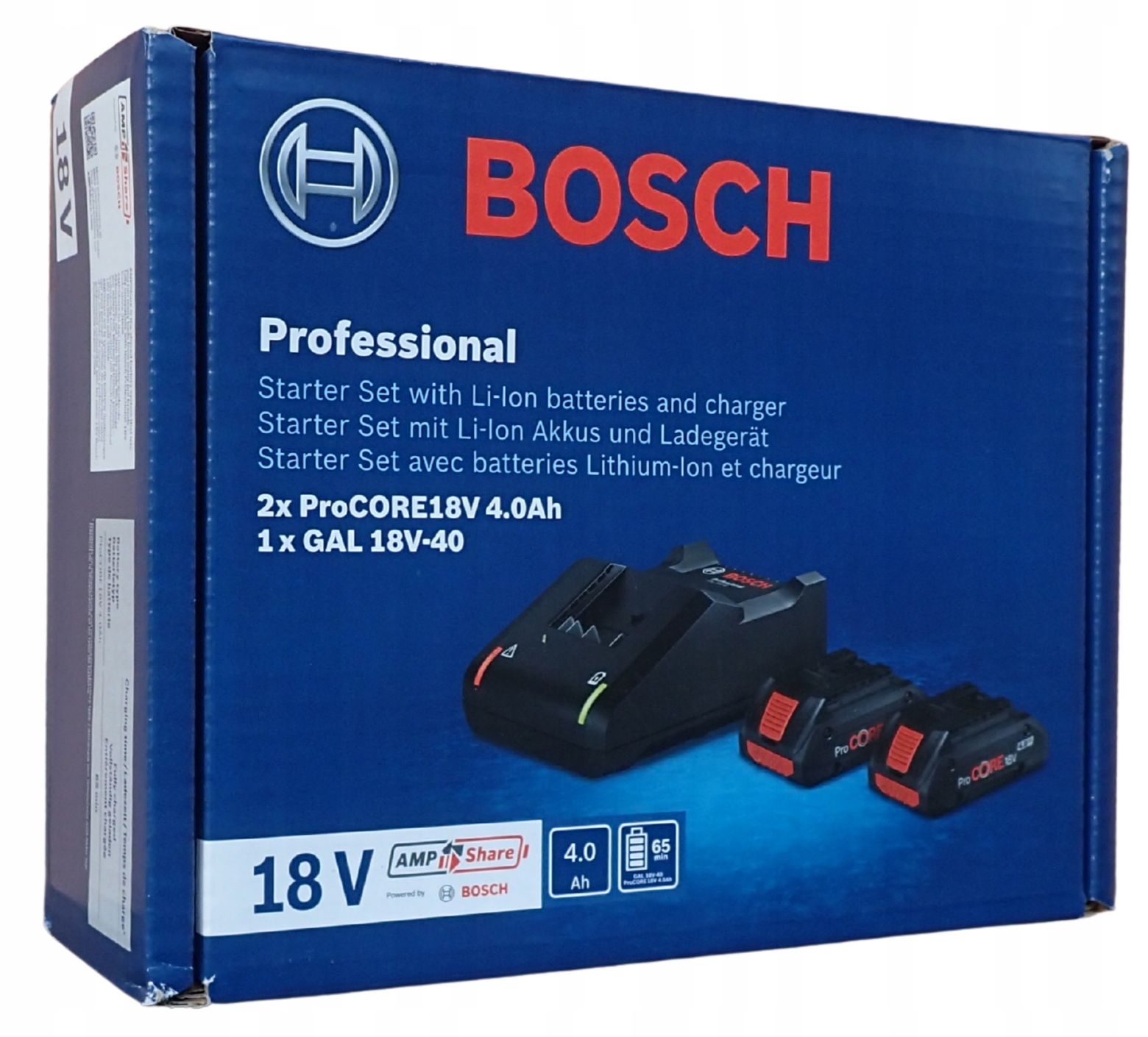 2x Akumulátor Baterie Sada Bosch Gba ProCORE 4.0Ah nabíječka Gal 18V-40