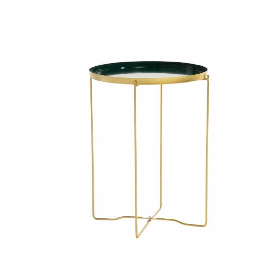 Kávový stolek na balkon terasa kov kulatý stolek zlatý květinový loft