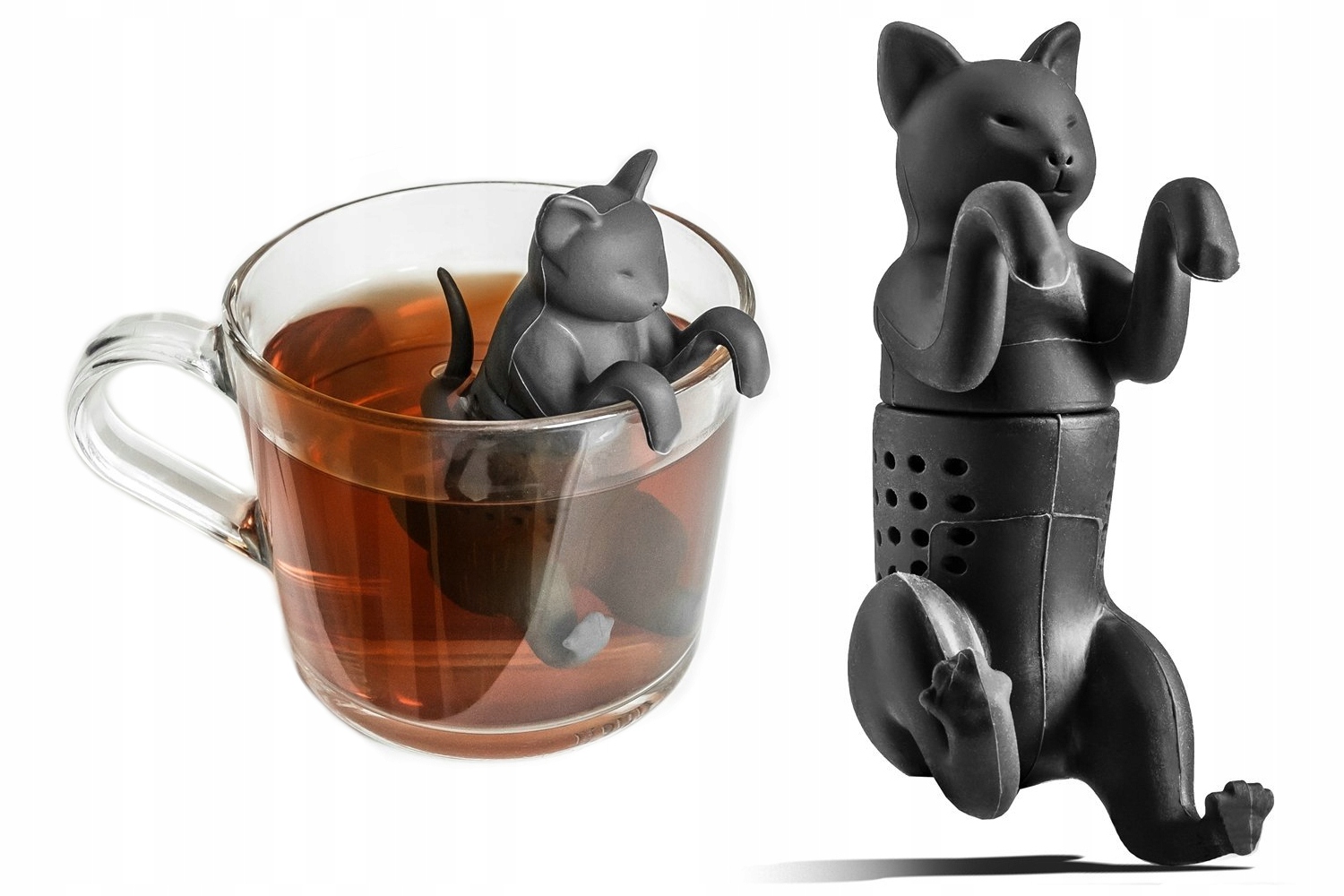 ZAPARZACZ DO HERBATY ZIÓŁ KOTEK NA SZKLANKĘ KUBEK SITKO KOT NA FUSY