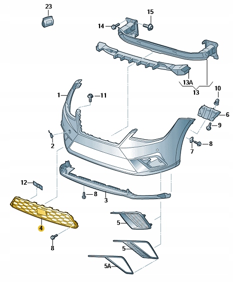 OE SEAT 6F08536679B9 KRATKA ŚRODKOWA ZDERZAKA SEAT IBIZA 2018-