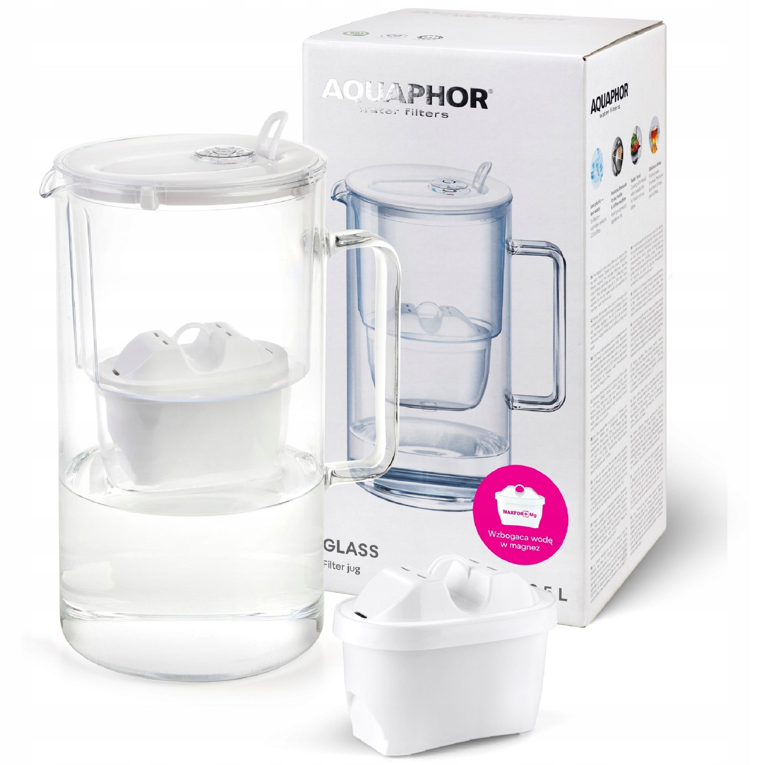 Filtrační konvice skleněná Aquaphor Glass 2,5L s filtrem Maxfor+ Mg