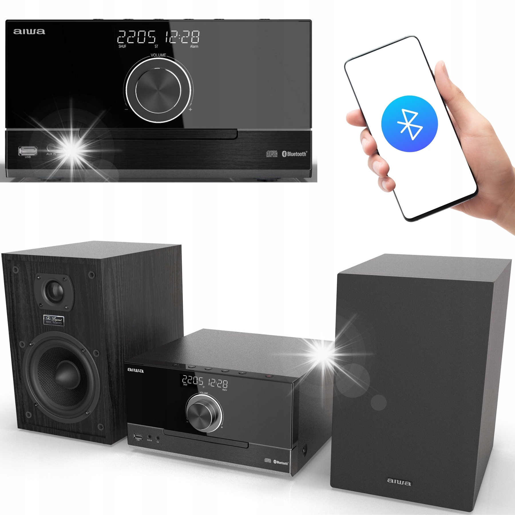 Mikrowieża Aiwa MSBTU-600 Wieża HyperBASS Rds Equalizer Radio Usb Aux Pilot