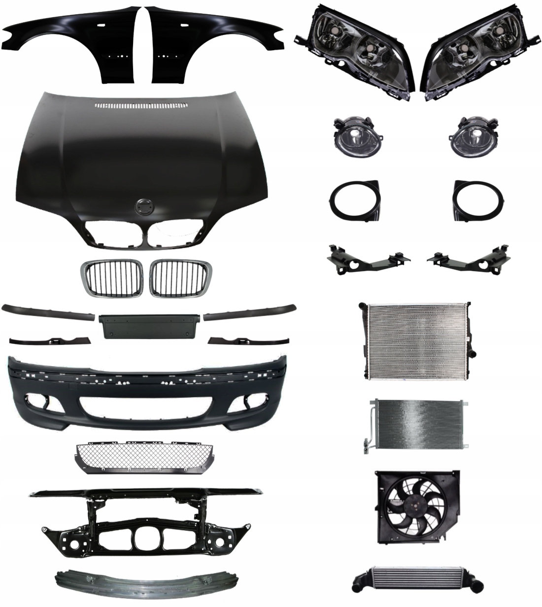 BMW E46 M Pakiet 01-06 Zderzak Pas Maska Belka ZESTAW CZĘŚCI