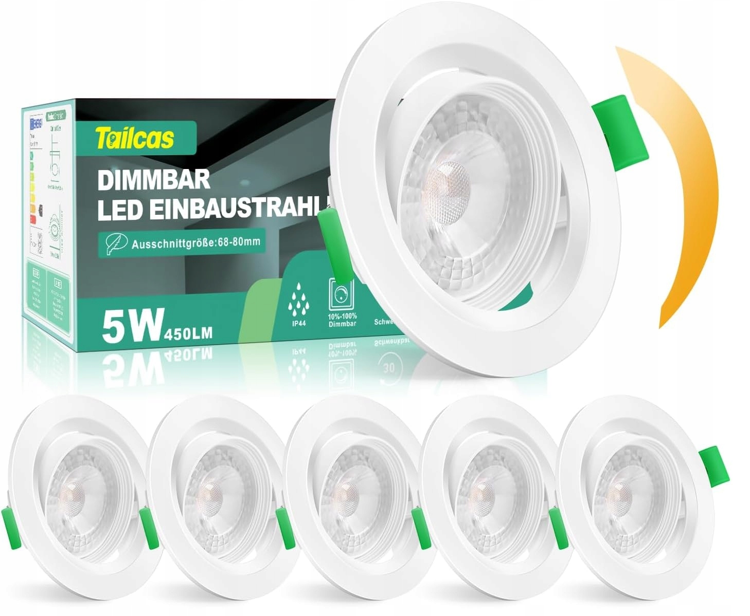 6 x Reflektor Zapuštěný Do Stropu Led reflektor pro zabudování 230 V Vodotěsný