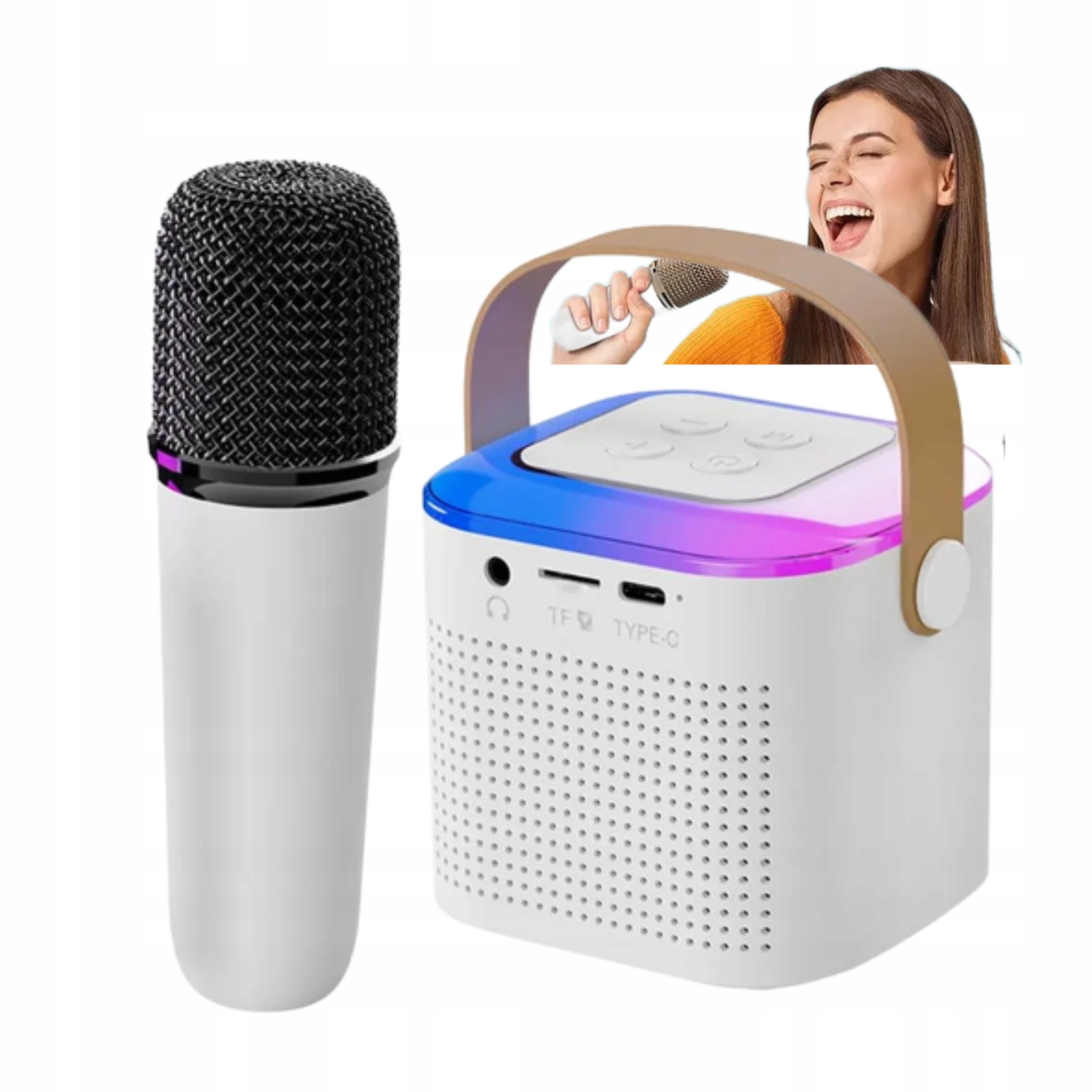 Bluetooth Karaoke reproduktor bezdrátovým mikrofonem Rgb Přenosný mikrofon
