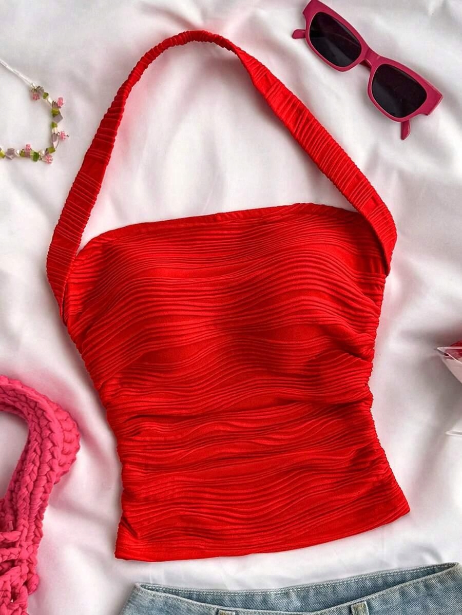 SHEIN CZERWONY TOP TEKSTURA K3O S05__158-162