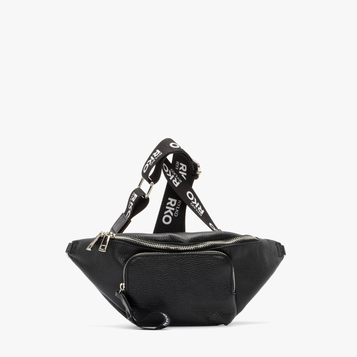 

Ryłko czarna skórzana torebka nerka damska