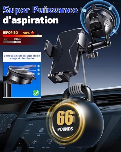 BIPOPIBO Uchwyt Samochodowy Do Telefonu Uniwersalny 360° iPhone Android — miniatura 7