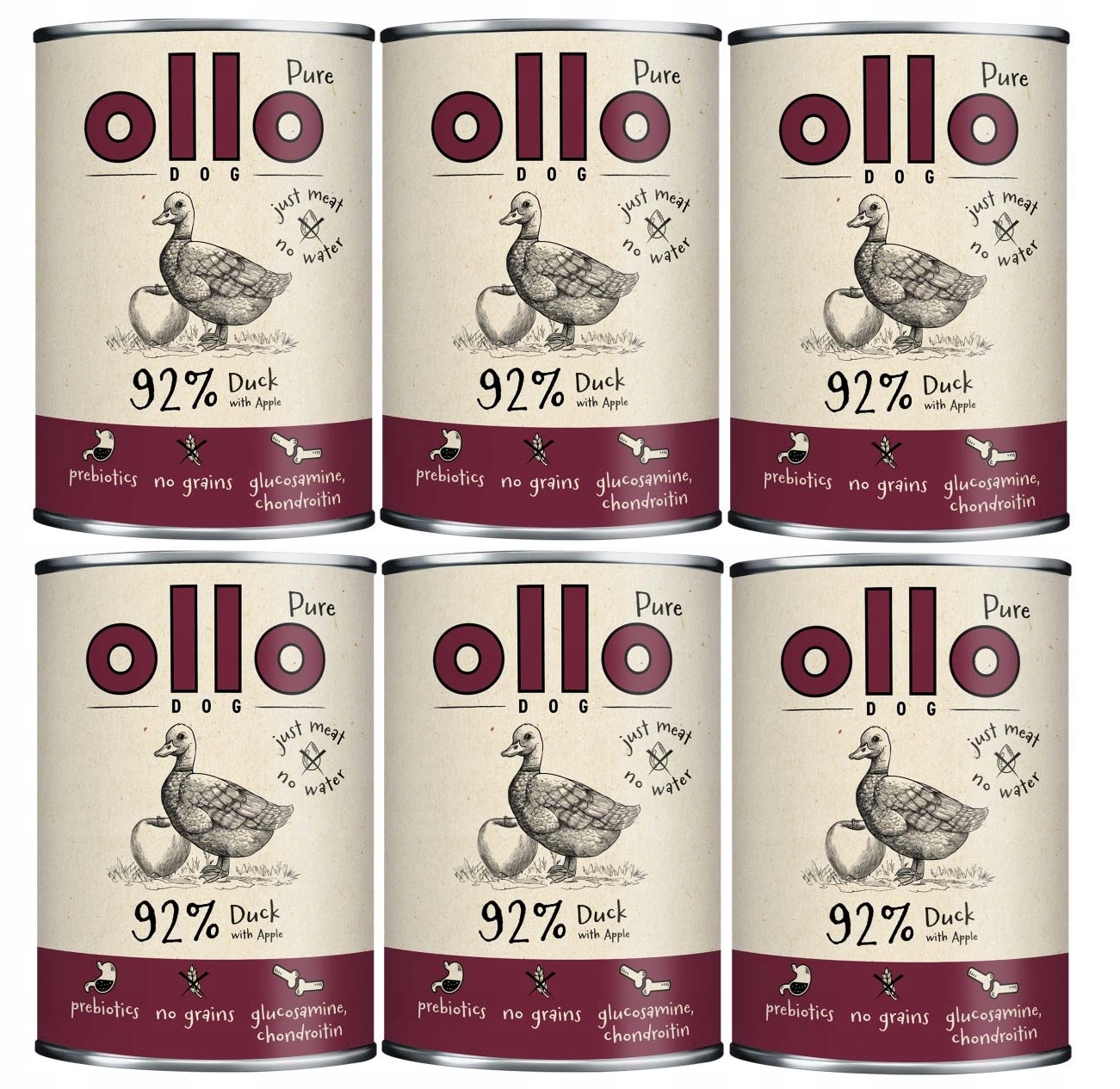 Ollo mokra karma dla psa Pure Kaczka Z Jabłkiem 6x400g