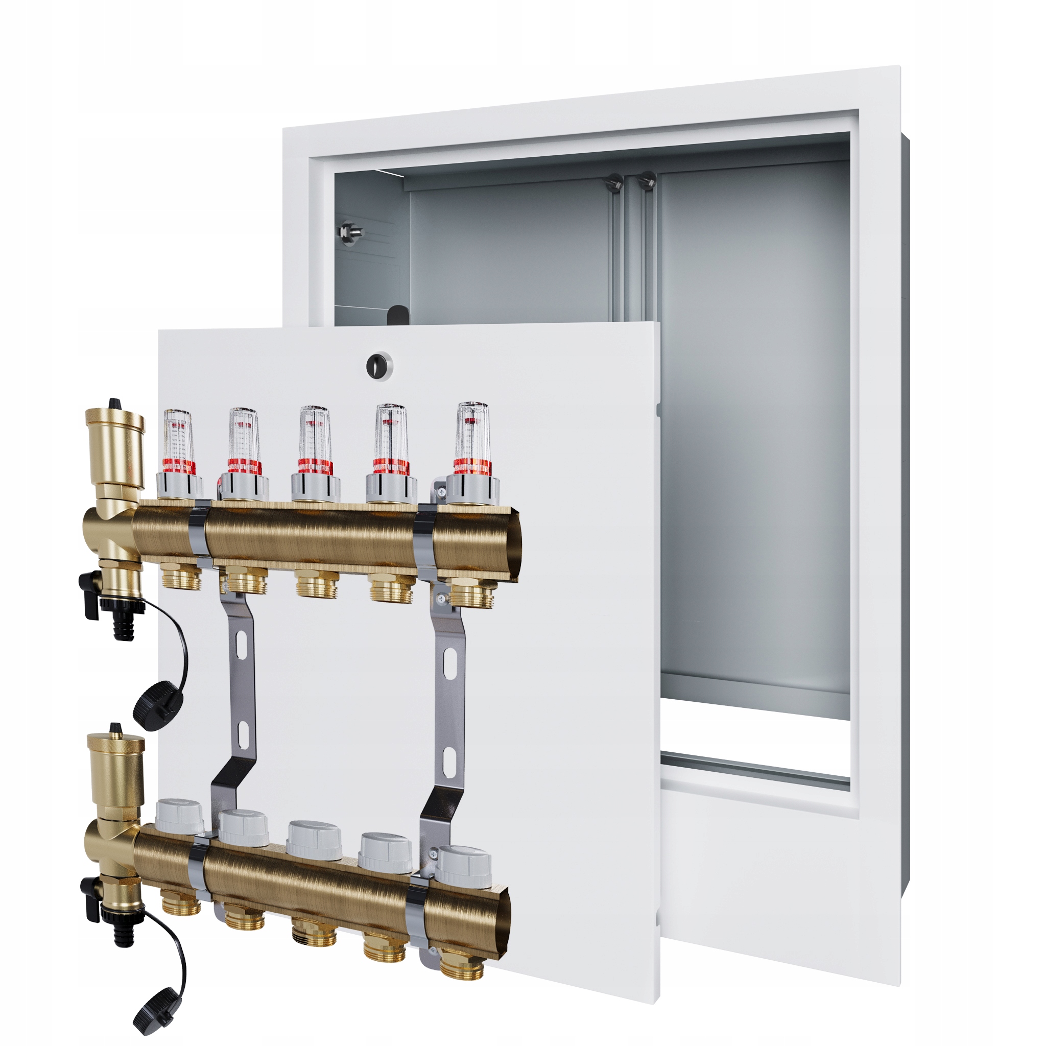 Rozdělovač pro podlahové topení 5 s podomítkovou schránkou