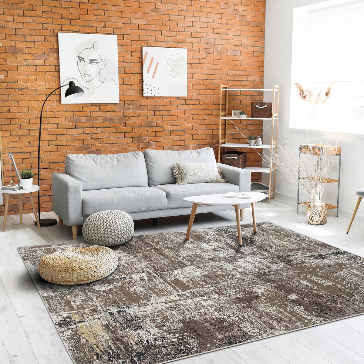 MIĘKKI DYWAN LAILA 2498c DO PRZEDPOKOJU BRĄZOWY SZARY GRUBY LOFT 120x170cm Stan opakowania oryginalne