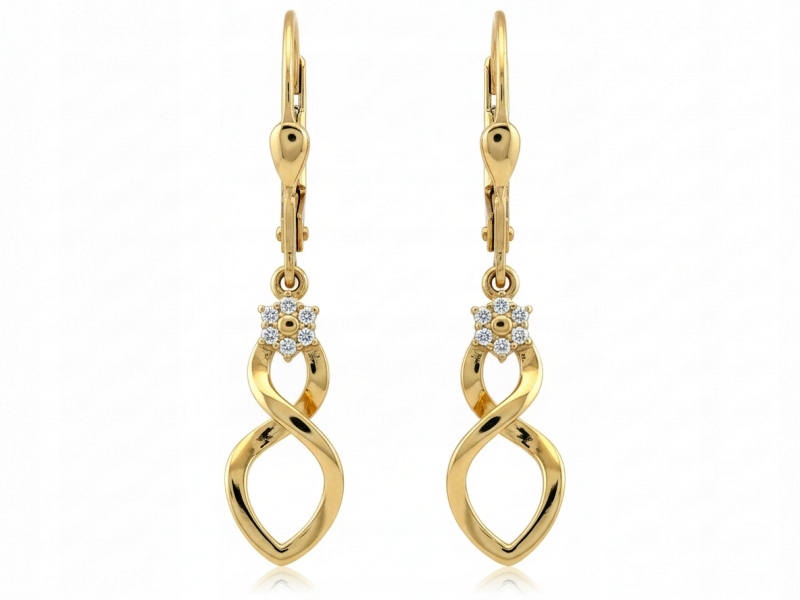 Zlaté náušnice 585, závěsné, anglické, ideální jako dárek pro ni