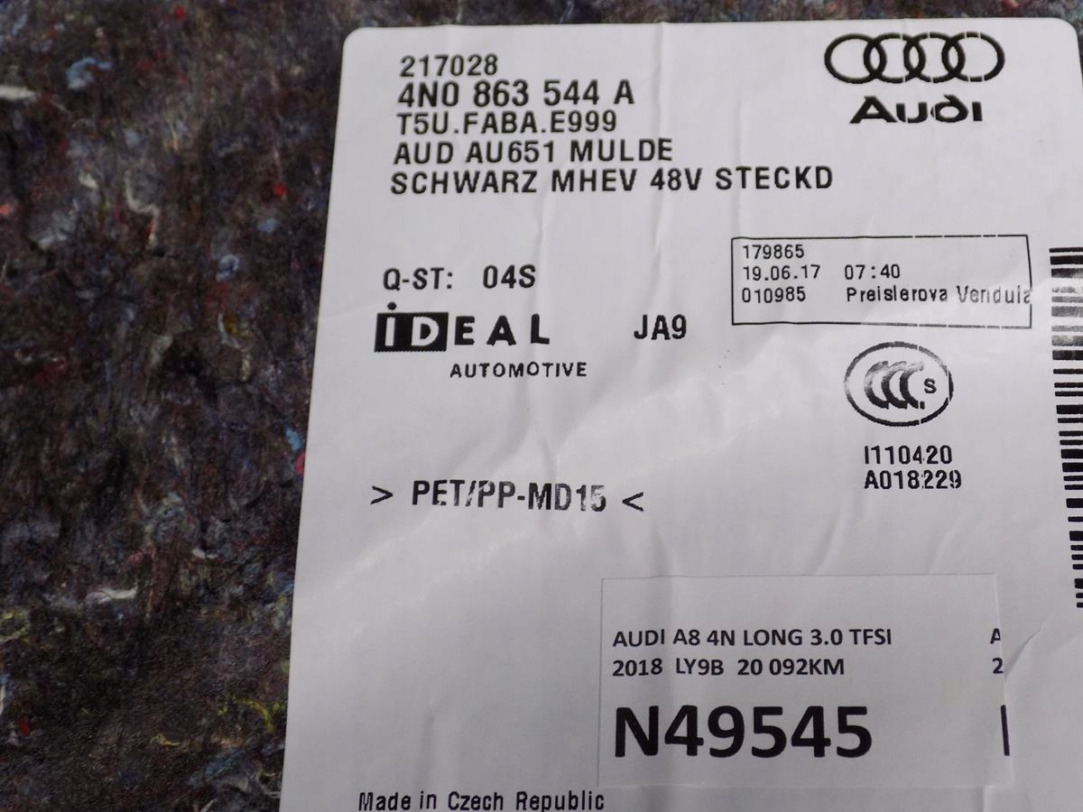 AUDI A8 4N mats boot rear part 4N0863544A